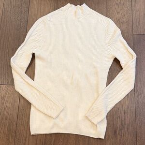 Motif Cream Ribbed Knit Mockneck Sweater Medium - C19-003